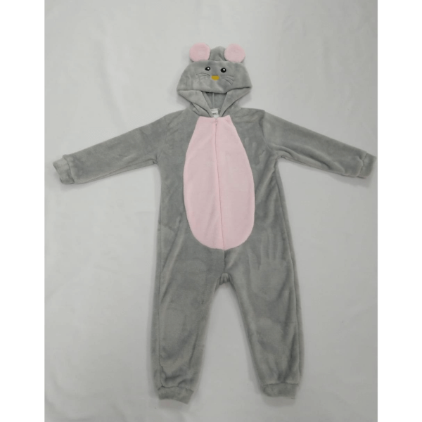 Gray Embroidered Mouse Design Bodysuit For Toddlers